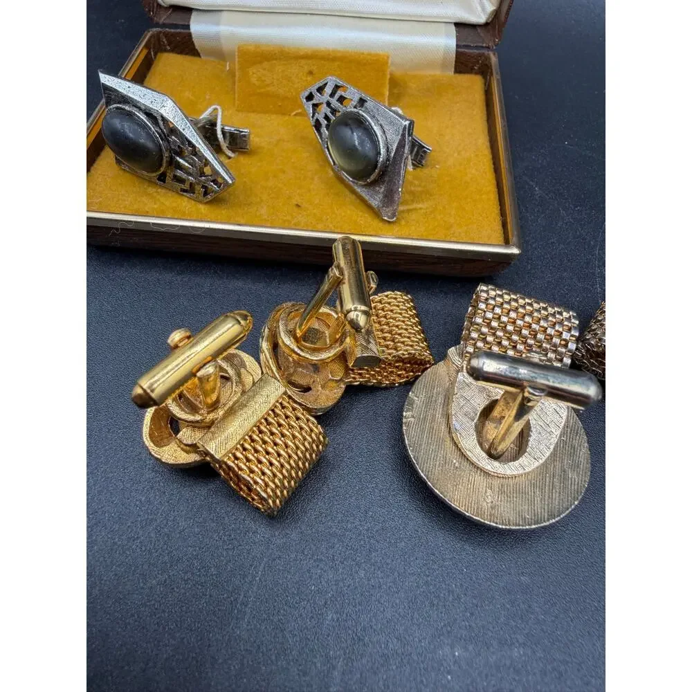 Vintage Men’s Cufflink Lot – Swank Swarovski MOP Glass + More